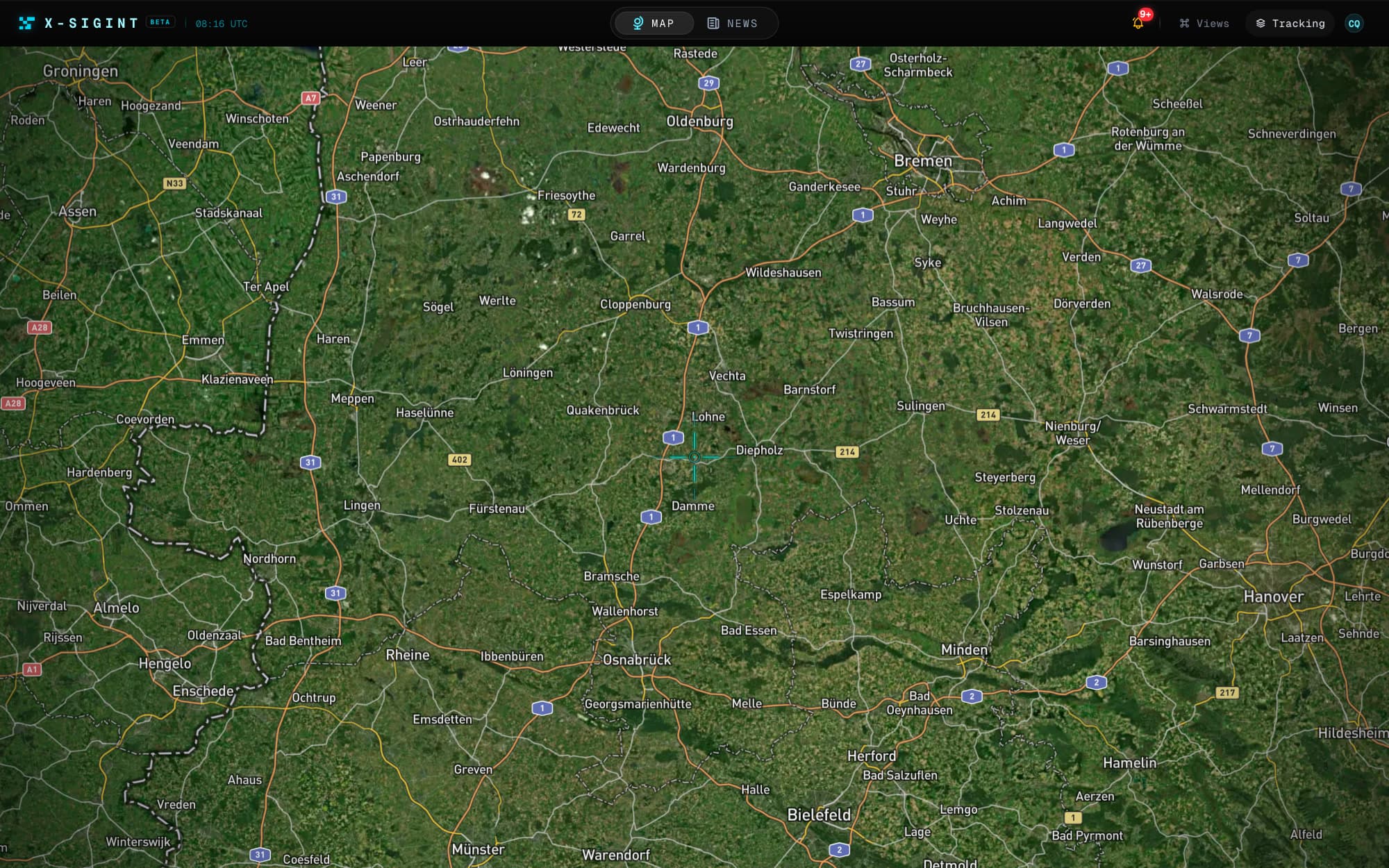 The MAP/NEWS toggle flips to News; the graded feed scrolls past, then the Incidents tab opens the Iran–Ukraine storyline and its developments stream in
